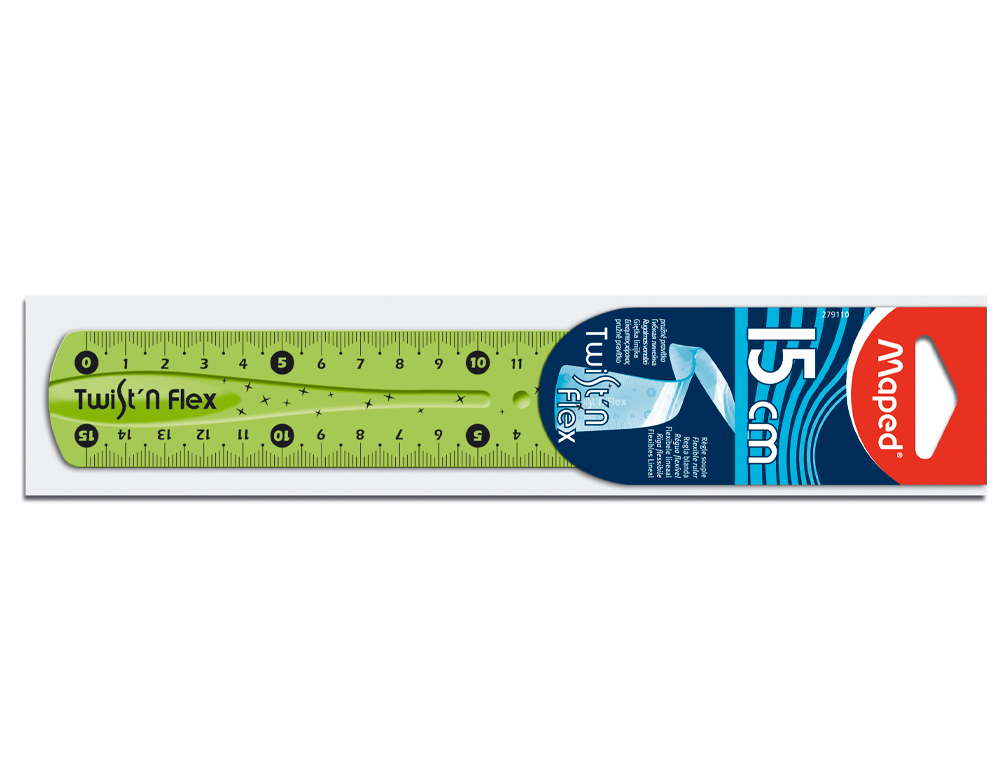 RÈGLE PLATE MAPED TWIST'N'FLEX 15CM SOUPLE INCASSABLE LUDIQUE 3 COLORIS ASSORTIS BLEU VERT ROSE
