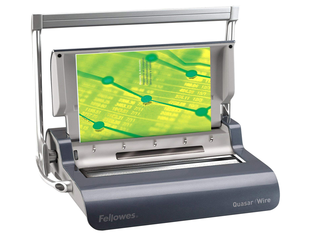 PERFORELIEUSE FELLOWES QUAZAR WIRE MANUELLE 130F PERFORATION FACILE 15F 80G ANNEAUX MÉTAL 14MM A4 410X460X130MM 7,4KG