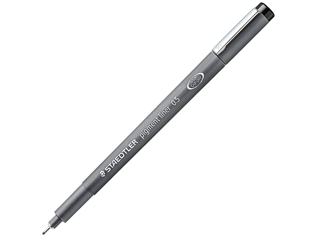 STYLO-FEUTRE STAEDTLER PIGMENT LINER TECHNIQUE TRAIT 0.5MM ENCRE NOIRE INFALSIFIABLE POINTE CALIBRÉE BAGUÉE MÉTAL