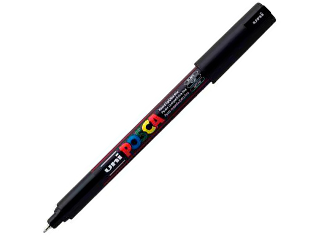 MARQUEUR POSCA PC1MC GOUACHE ENCRE INODORE TOUTES SURFACES POINTE ULTRA-FINE CONIQUE COULEUR OPAQUE COUVRANTE NOIR