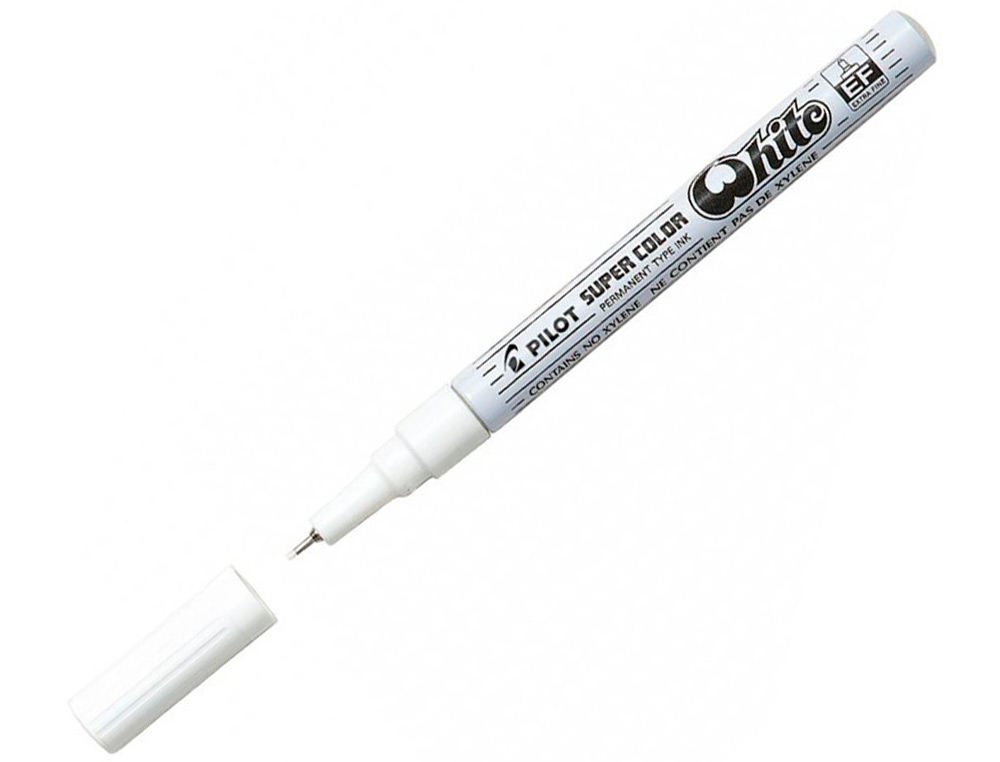 MARQUEUR PILOT FEUTRE PERMANENT ENCRE MÉTALLIQUE POINTE NON BISEAUTÉE EXTRA FINE POLYACÉTATE 0.5MM BLANC