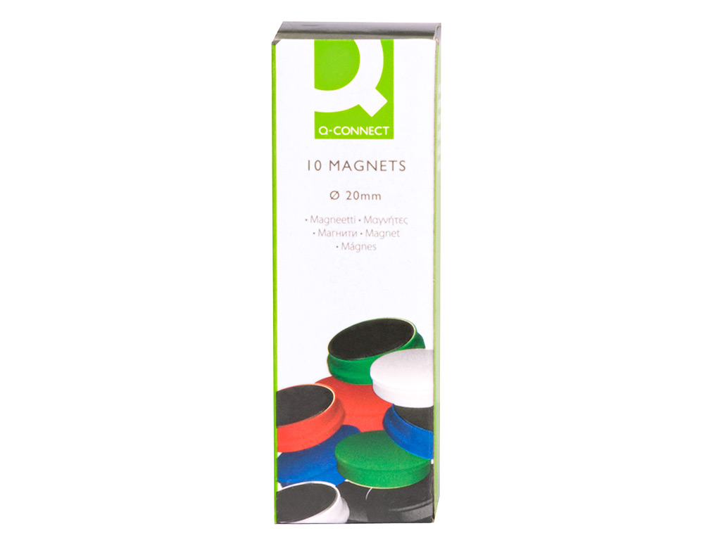 AIMANT Q-CONNECT DIAMÈTRE 20MM AFFICHAGE SIGNALISATION TOUTES SURFACES MÉTALLIQUES COLORIS ASSORTIS BOÎTE 10 UNITÉS