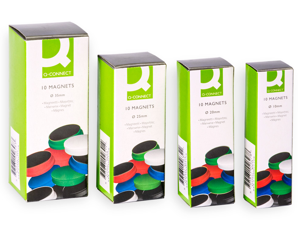 AIMANT Q-CONNECT DIAMÈTRE 20MM AFFICHAGE SIGNALISATION TOUTES SURFACES MÉTALLIQUES COLORIS ASSORTIS BOÎTE 10 UNITÉS