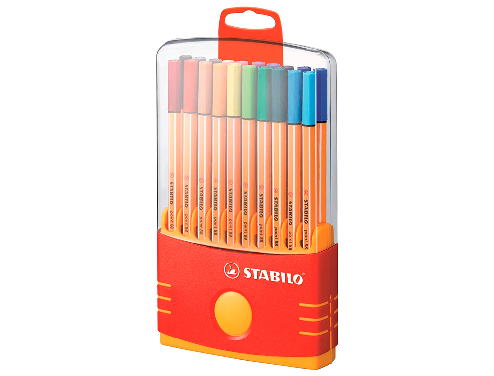 STYLO-FEUTRE STABILO POINT 88 ÉCRITURE FINE 0.4MM 1000M POINTE GAINÉE MÉTAL COLOR PARADE ÉTUI CHEVALET 20 ASSORTIS
