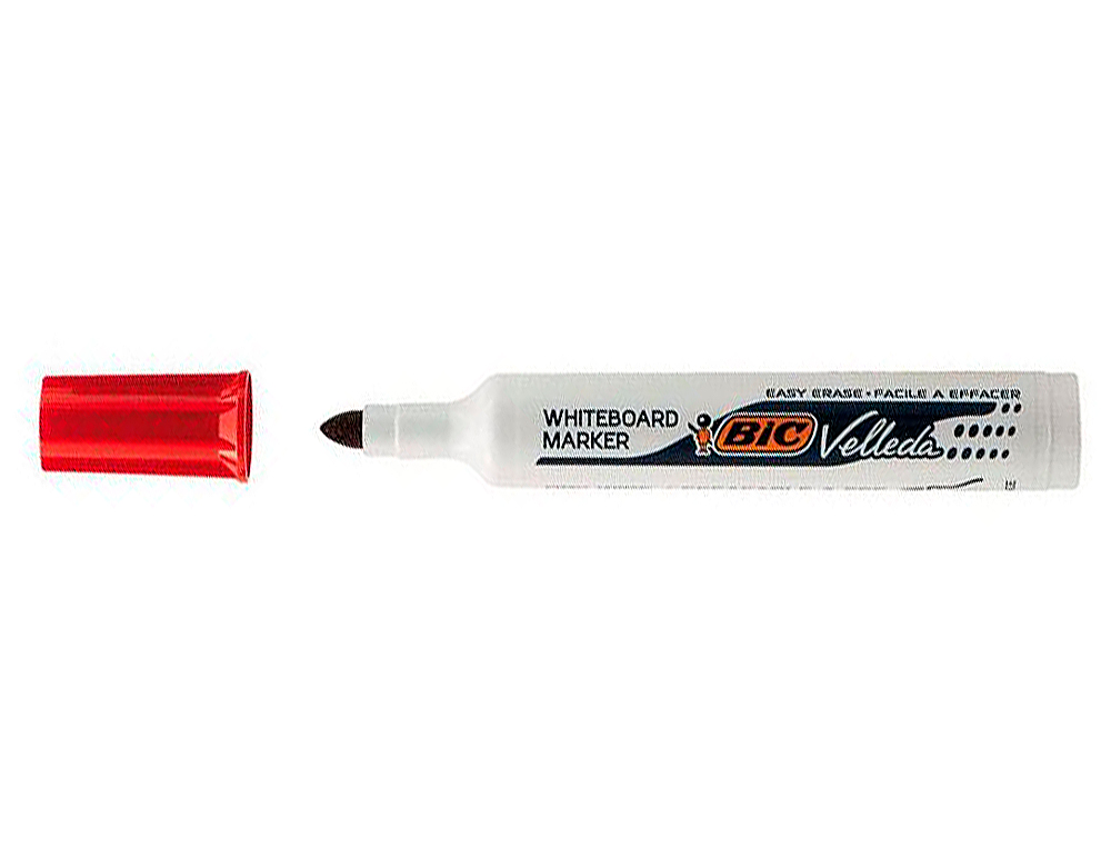 MARQUEUR BIC VELLEDA 1791 EFFAÇABLE POINTE BISEAUTÉE TRACÉ 2/5MM CORPS PLASTIQUE ENCRE CÉTONE ROUGE