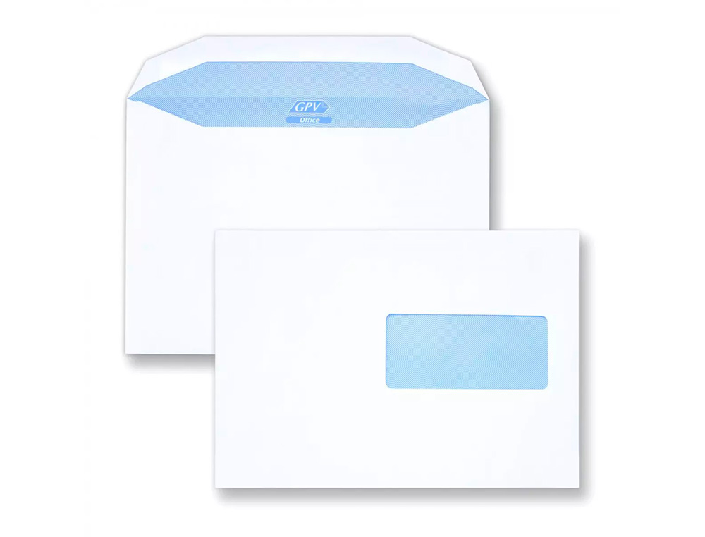 ENVELOPPE GPV MULTIMACHINE 114X229MM 80G GOMMÉE FENÊTRE 45X100MM POSITION FENÊTRE 20/20 BOÎTE 1000 UNITÉS