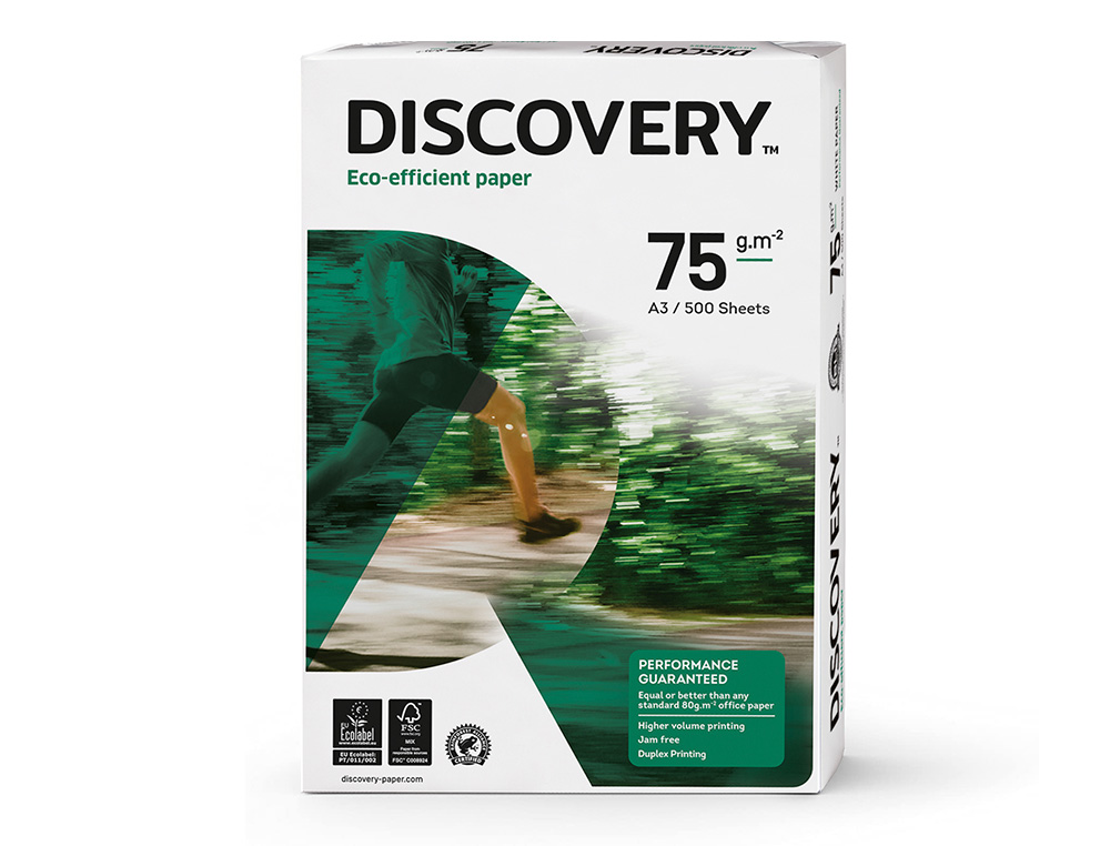 PAPIER DISCOVERY MULTIFONCTION GRAND VOLUME SANS BOURRAGE A3 75G/M2 BLANCHEUR 161 OPACITÉ 92 RIGIDITÉ 100 500 FEUILLES