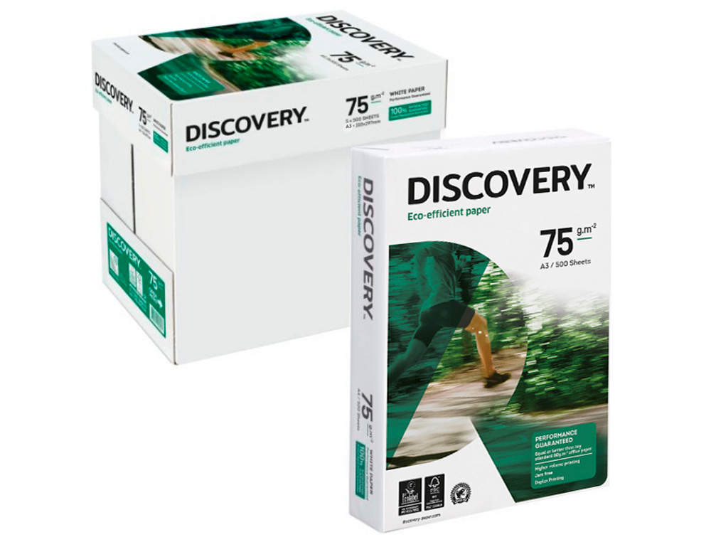 PAPIER DISCOVERY MULTIFONCTION GRAND VOLUME SANS BOURRAGE A3 75G/M2 BLANCHEUR 161 OPACITÉ 92 RIGIDITÉ 100 500 FEUILLES