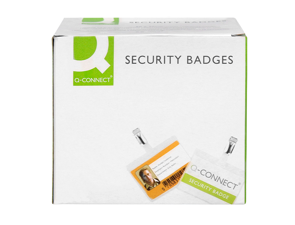 BADGE Q-CONNECT PVC CLIP BRISTOL BLANC IDÉAL CONFÉRENCES RÉUNIONS RÉCEPTIONS 90X60MM