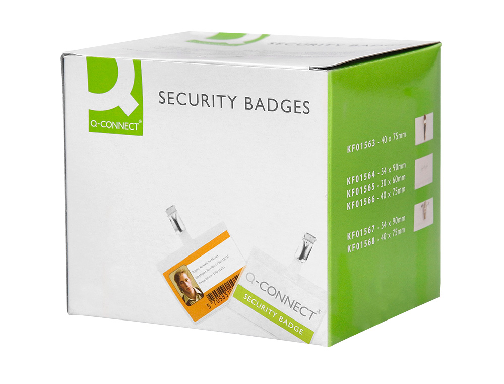 BADGE Q-CONNECT PVC CLIP BRISTOL BLANC IDÉAL CONFÉRENCES RÉUNIONS RÉCEPTIONS 90X60MM