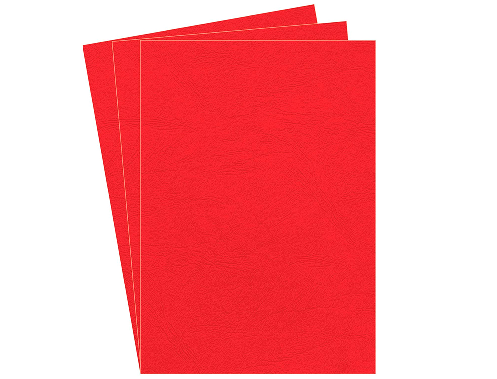 COUVERTURE FELLOWES GRAIN CUIR 250G FORMAT A4 COLORIS ROUGE PAQUET 100 UNITÉS