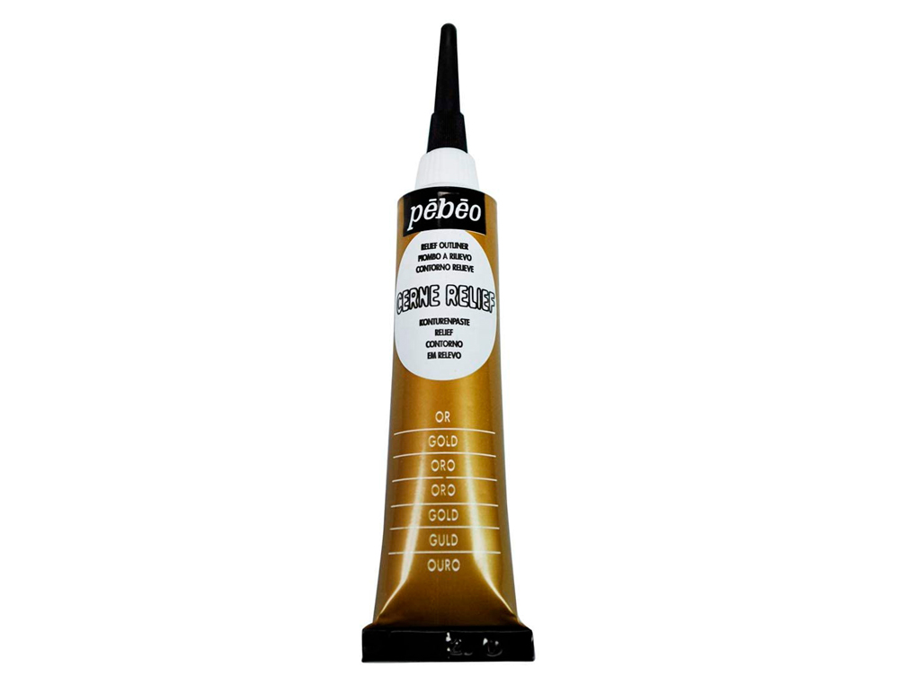 CERNE RELIEF PÉBÉO PEINTURE VITRAIL COLORIS OR TUBE 20ML