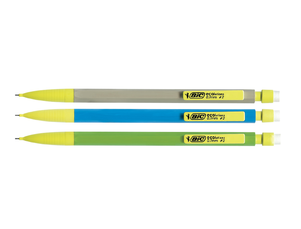 PORTE-MINE BIC MATIC ÉCOLUTIONS 0.7MM RECYCLÉ EMBOUT GOMME 4 MINES HB