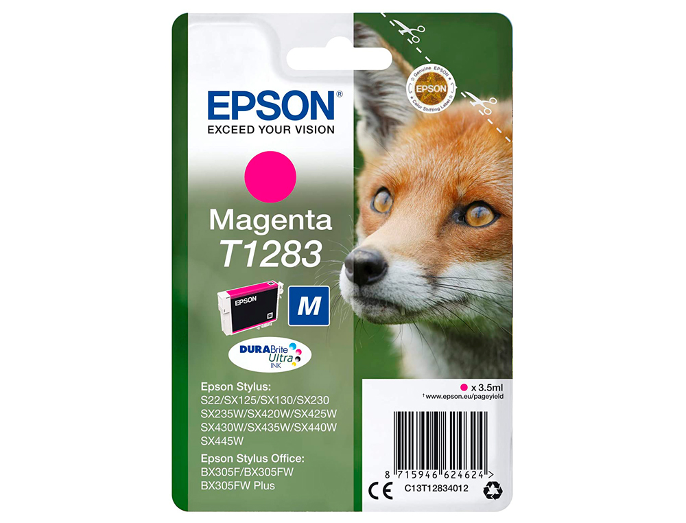 CARTOUCHE EPSON T1283 JET D'ENCRE C13T12834010 COULEUR MAGENTA 140P