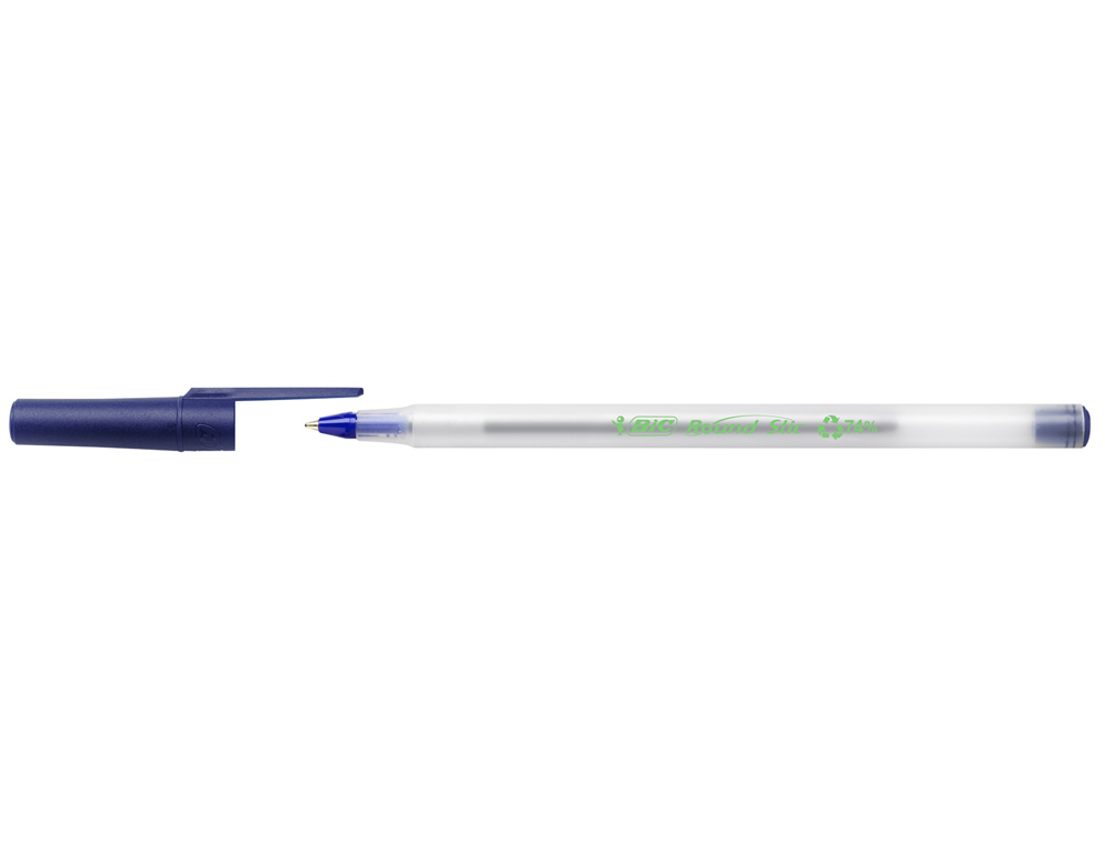 STYLO-BILLE BIC ÉCOLUTIONS ROUND ÉCRITURE MOYENNE 0.5MM ENCRE CLASSIQUE RECYCLÉE ÉCONOMIQUE CORPS FIN LÉGER COLORIS BLEU
