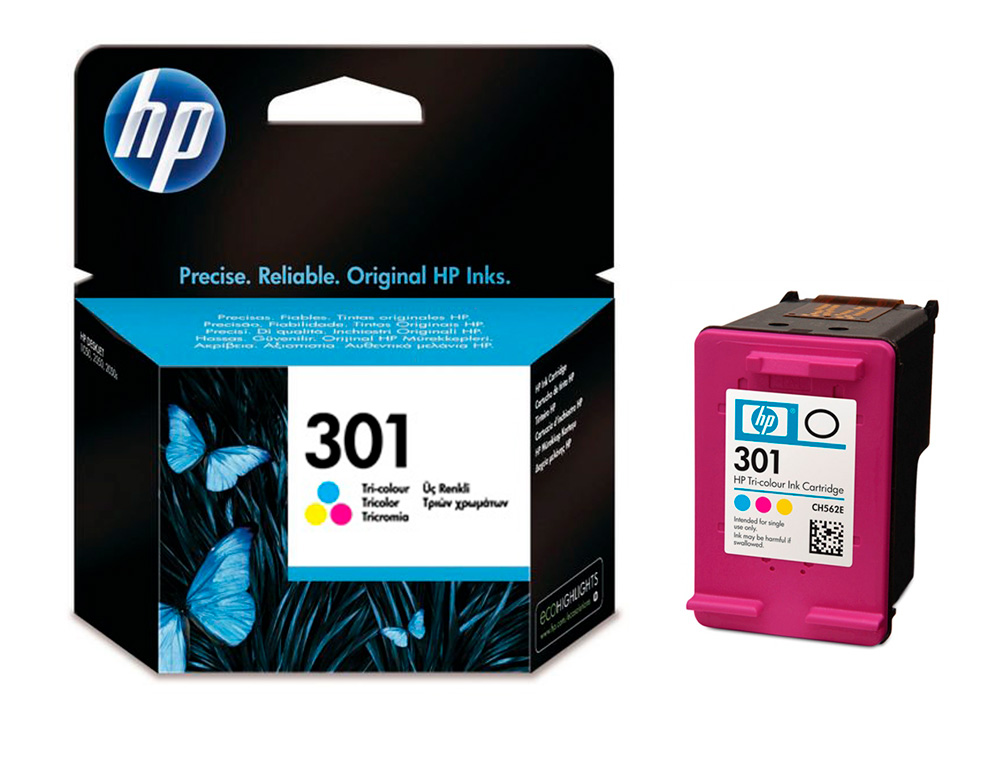 CARTOUCHE HP 301 JET D'ENCRE CH562EE 3 COULEURS CYAN/MAGENTA/JAUNE 165P