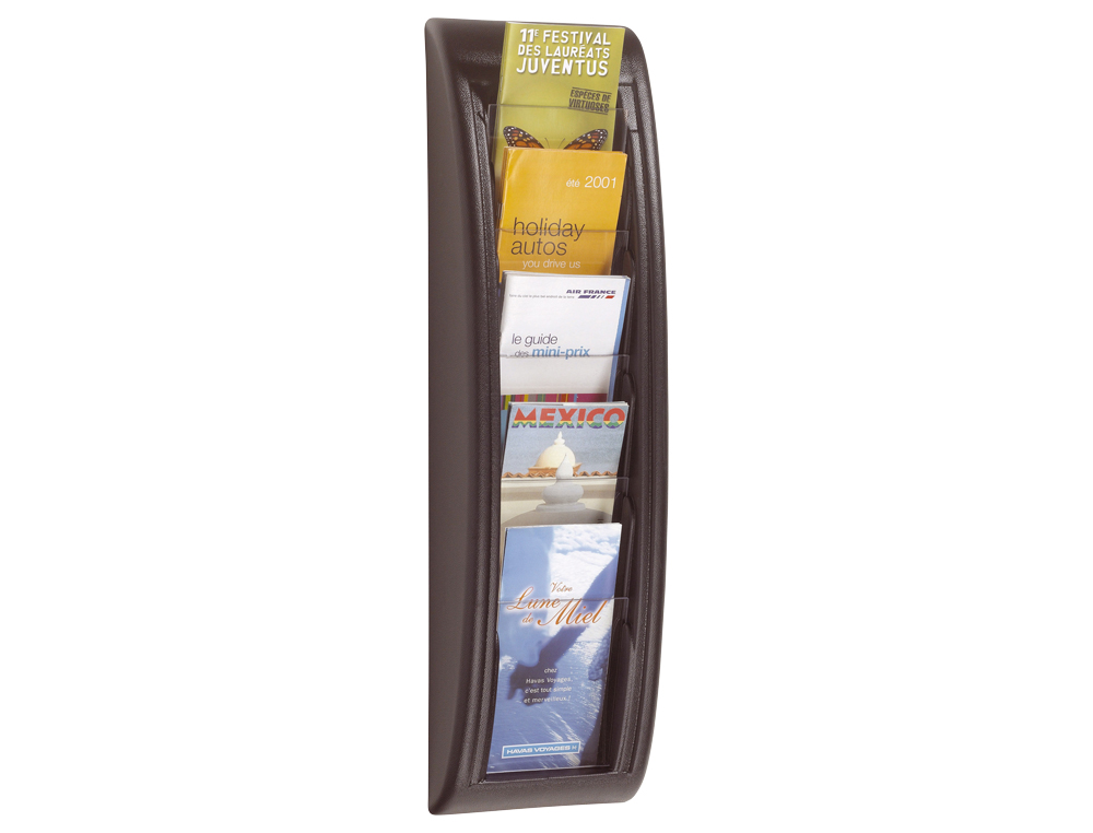 PRÉSENTOIR PAPERFLOW QUICK FIT SYSTEM POLYSTYRÈNE ÉPAISSEUR 20MM CAPACITÉ 200F 65X18X9.5CM COLORIS NOIR