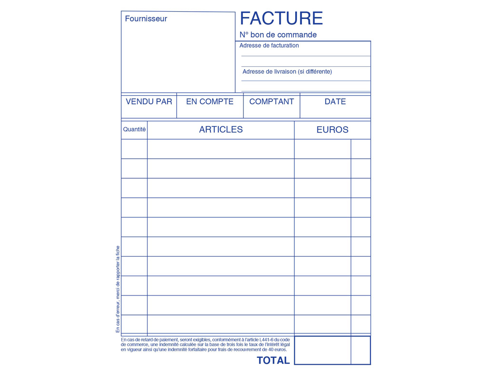 MANIFOLD ELVE AUTOCOPIANT 100X155MM FOLIOTAGE 50 DUPLIS FACTURES