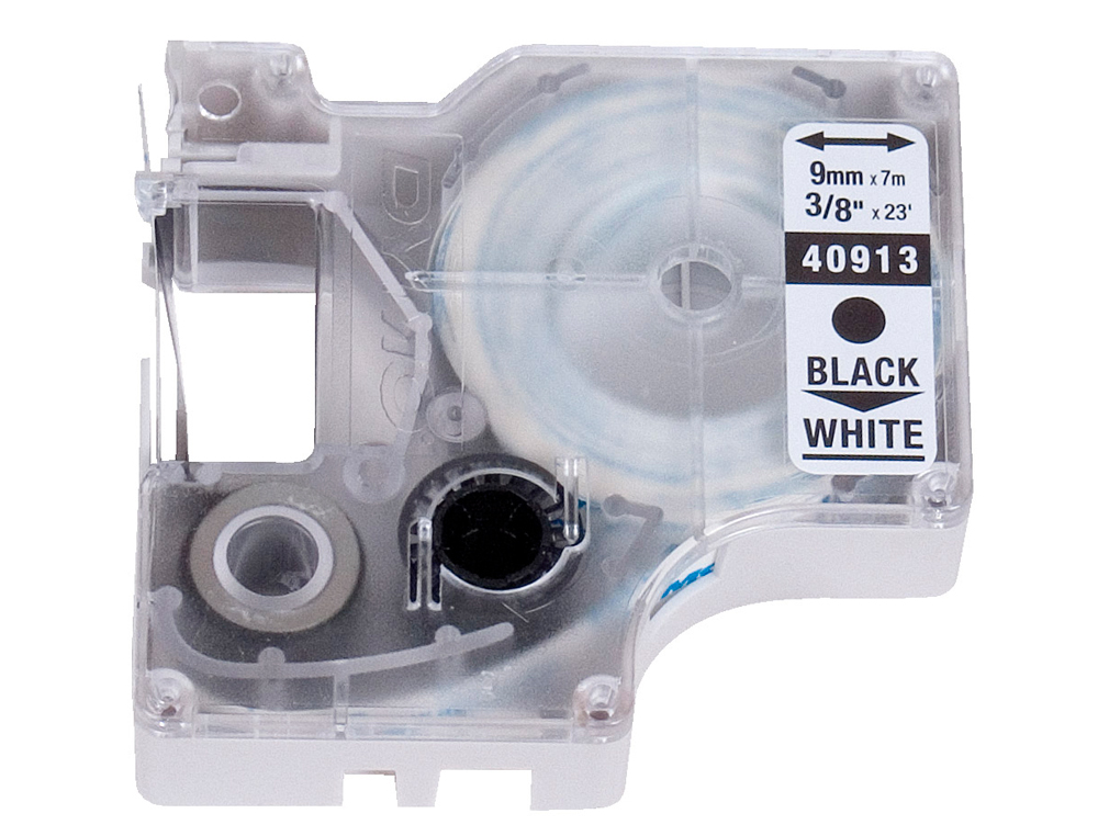 RUBAN TITREUSE DYMO D1 9MMX7M COLORIS IMPRESSION NOIR/BLANC
