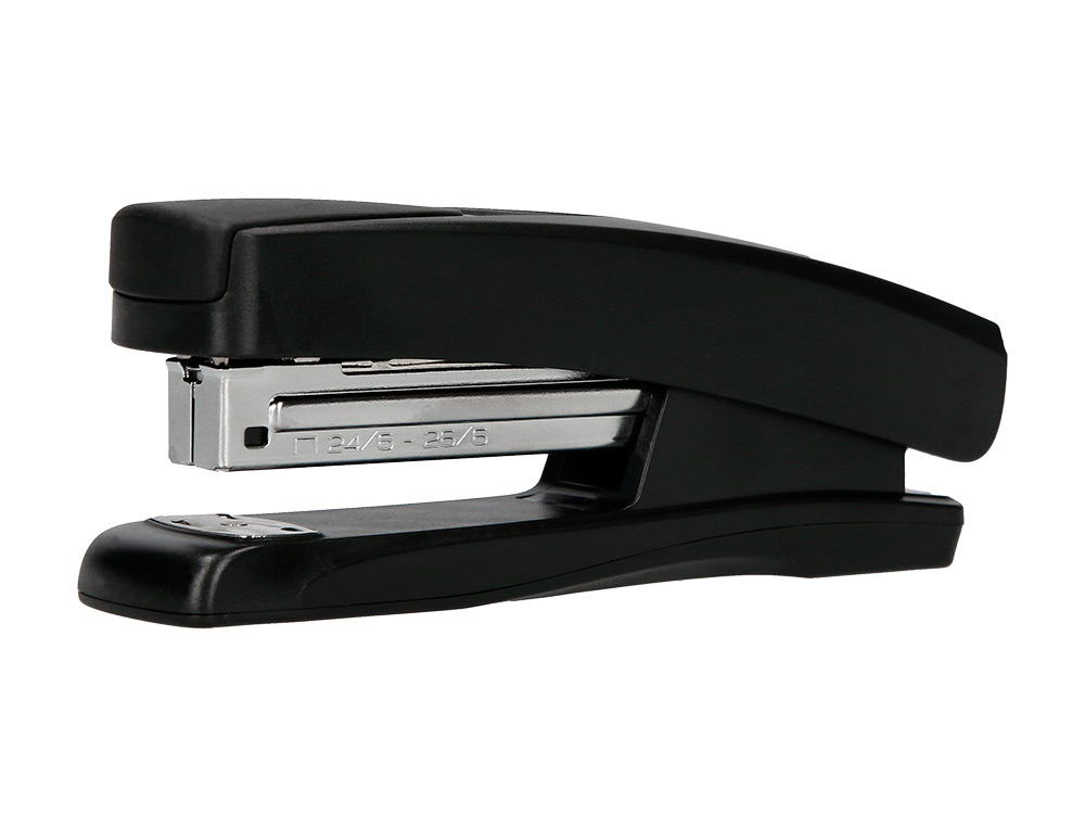 AGRAFEUSE BUREAU Q-CONNECT ÉCONOMIQUE PLASTIQUE 34X50X135MM 20 FEUILLES AGRAFES 24/6 ET 26/6 STRIP HALF COLORIS NOIR