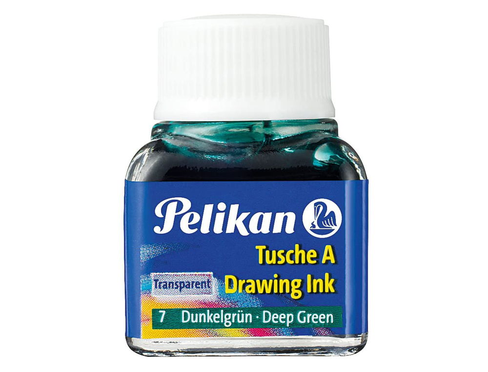 ENCRE DE CHINE PELIKAN TIRE-LIGNES PLUMES DESSINATEUR PINCEAUX COULEUR VERT FONC FLACON 10ML