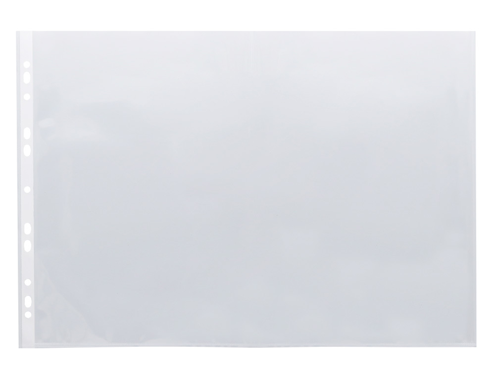 POCHETTE Q-CONNECT POLYPROPYLÈNE LISSE 8/100E PERFORÉE A3 PLIÉ OU A4 297X420MM SACHET 10 UNITÉS