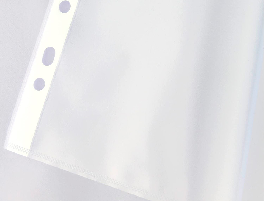 POCHETTE Q-CONNECT POLYPROPYLÈNE LISSE 8/100E PERFORÉE A3 PLIÉ OU A4 297X420MM SACHET 10 UNITÉS