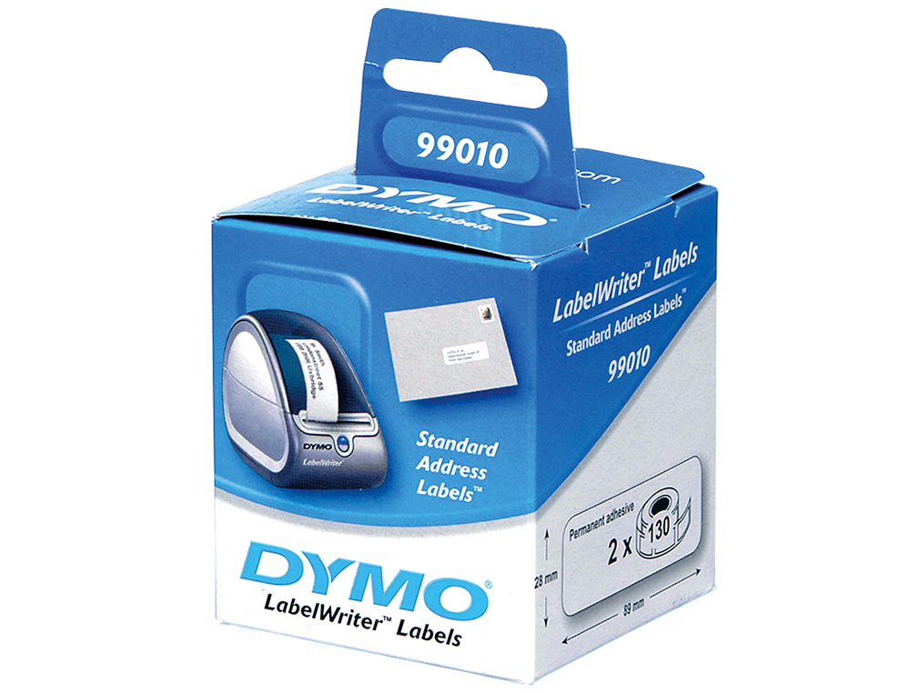 ROULEAU TIQUETTES DYMO LABEL WRITER 28X89MM 130 TIQUETTES 2 ROULEAUX SUPPORT PAPIER