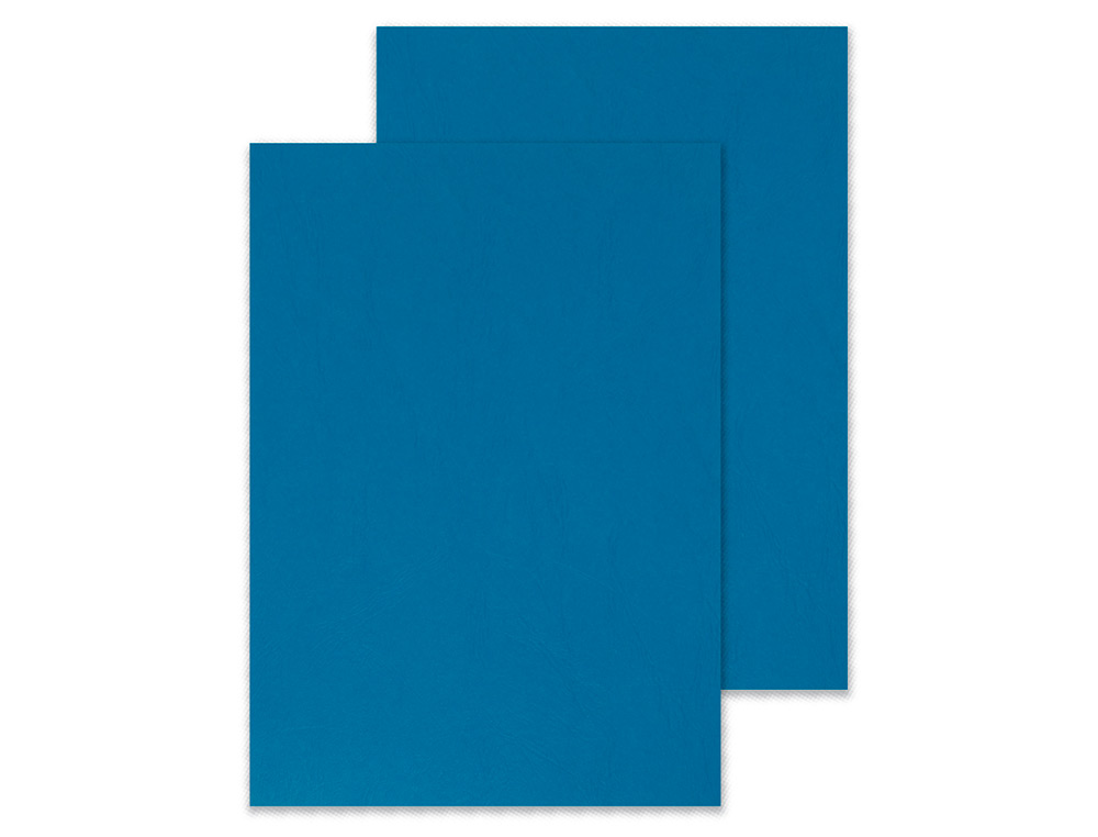 COUVERTURE Q-CONNECT CARTON 250G GRAIN CUIR POUR RELIURE FORMAT A4 COLORIS BLEU PAQUET 100 UNITÉS