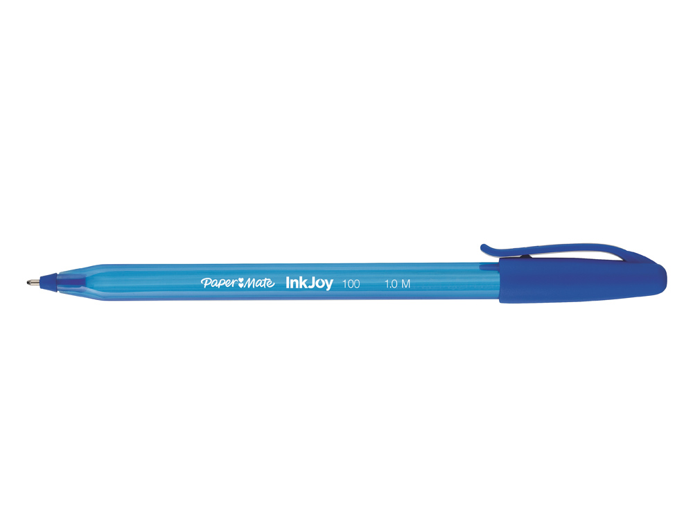 STYLO-BILLE PAPER MATE INKJOY 100 ÉCRITURE MOYENNE 0.7MM ULTRA DOUCE CORPS TRIANGULAIRE RÉSISTE BAVURES COLORIS BLEU