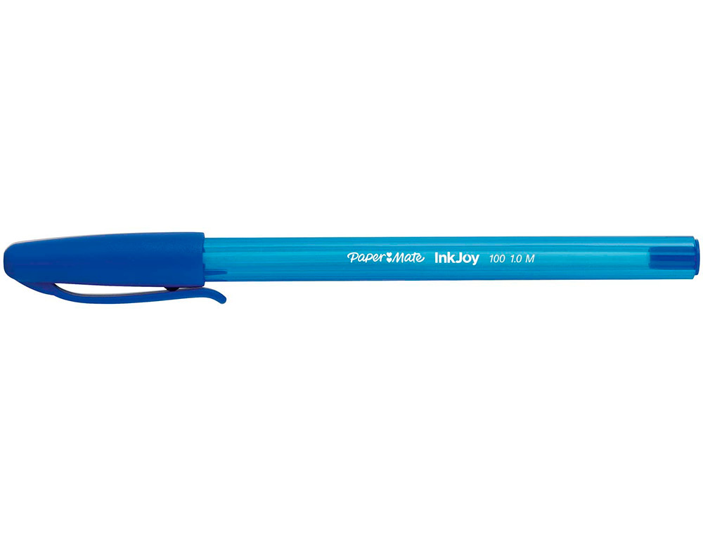 STYLO-BILLE PAPER MATE INKJOY 100 ÉCRITURE MOYENNE 0.7MM ULTRA DOUCE CORPS TRIANGULAIRE RÉSISTE BAVURES COLORIS BLEU