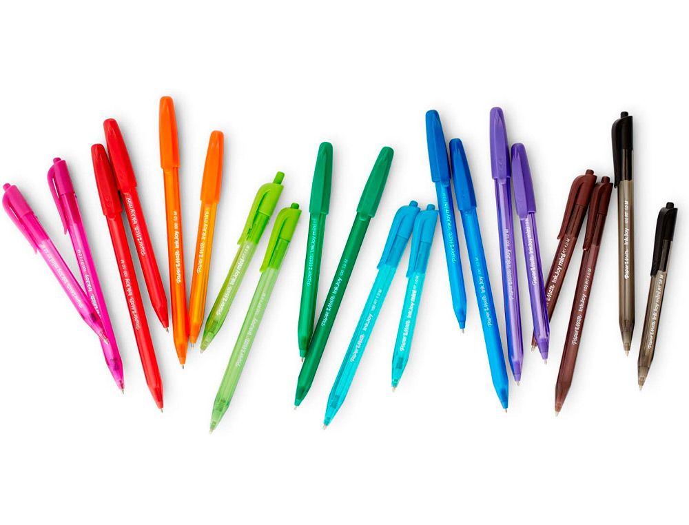 STYLO-BILLE PAPER MATE INKJOY 100 ÉCRITURE MOYENNE 0.7MM ULTRA DOUCE CORPS TRIANGULAIRE RÉSISTE BAVURES COLORIS BLEU