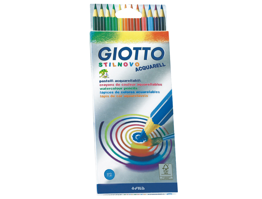 CRAYON COULEUR GIOTTO STILNOVO AQUARELLABLE HEXAGONAL 6.8MM MINE 3.3MM COLORIS VIFS INTENSES TUI 12 UNITS