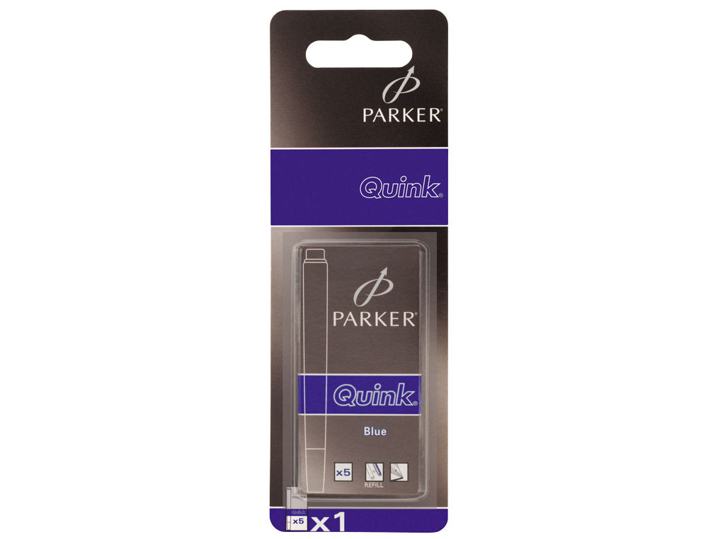 CARTOUCHE PARKER QUINK LONGUE ENCRE BLEUE EFFAÇABLE ÉTUI 5 UNITÉS