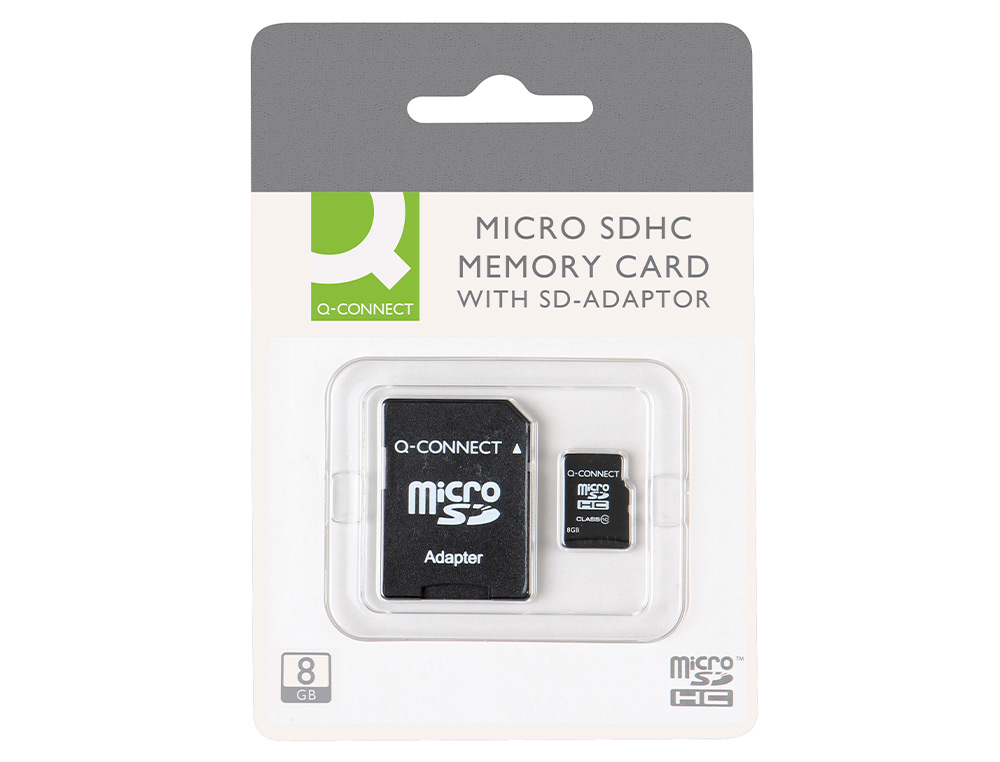 CARTE MICRO Q-CONNECT SDHC ADAPTATEUR SD CAPACITÉ 8GB CLASSE 4 TÉLÉPHONES PORTABLES TABLETTES