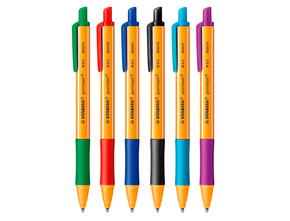 STYLO-BILLE STABILO POINTBALL PLASTIQUE RECYCL 3500M D'CRITURE RECHARGEABLE RTRACTABLE GRIP ANTIDRAPANT NOIR