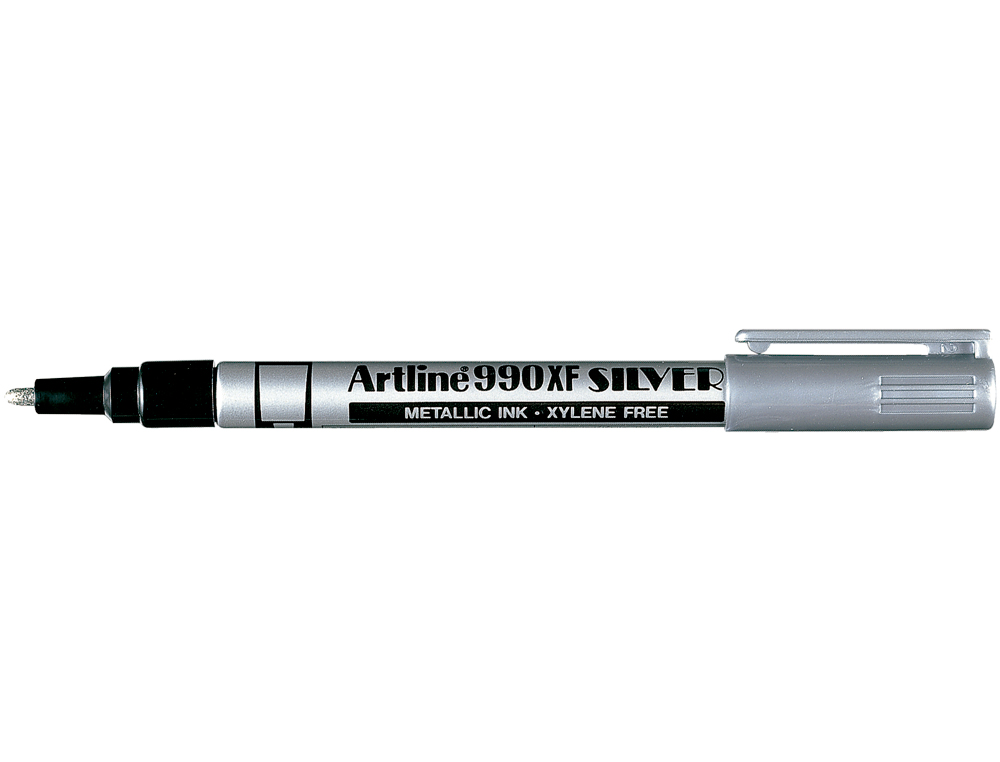 MARQUEUR ARTLINE PERMANENT POINTE FINE CONIQUE 1.2MM TOUS SUPPORTS CORPS MÉTAL ENCRE PIGMENTÉE RÉSISTE EAU ARGENT