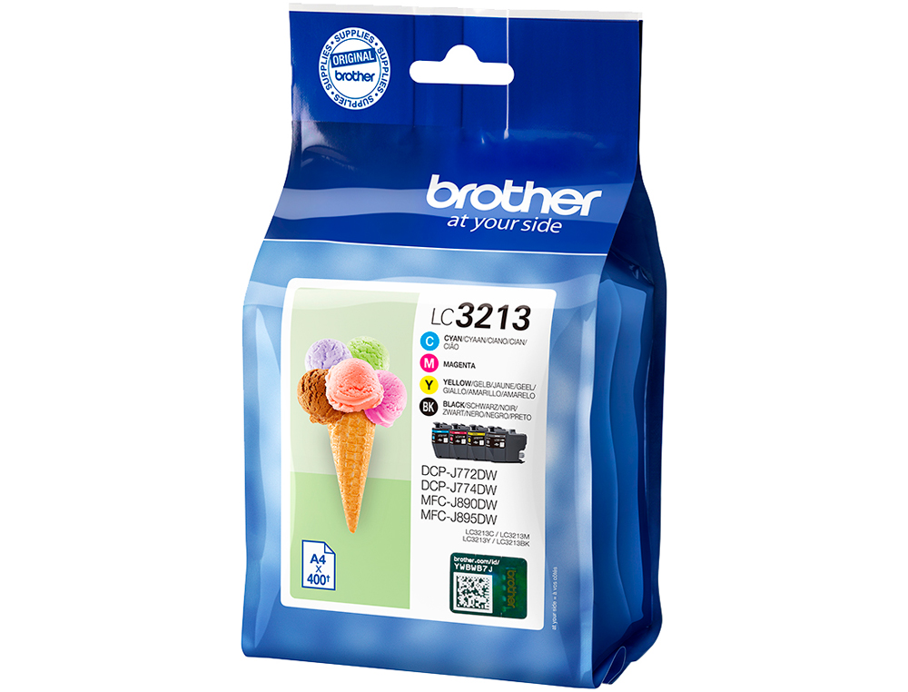 CARTOUCHE BROTHER JET D'ENCRE LC3213 COULEURS JAUNE MAGENTA CYAN NOIR 400P