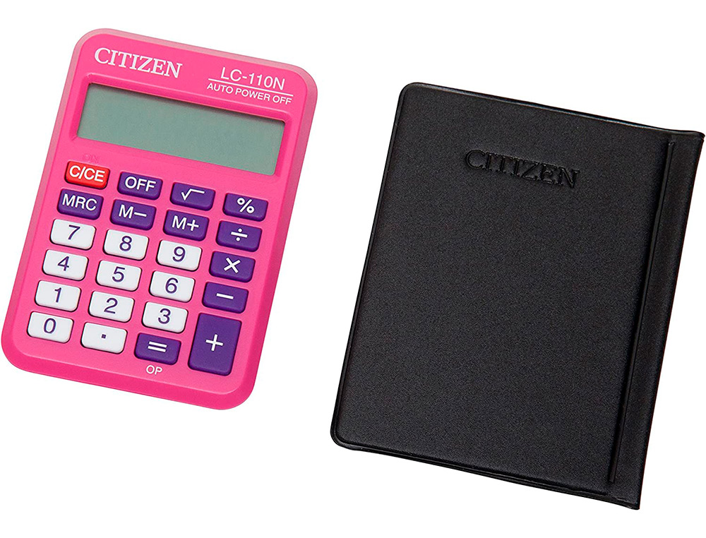 CALCULATRICE CITIZEN LC-110N POCHE 8 CHIFFRES ADDITION SOUSTRACTION MMOIRE PILE 87X58X12MM 31G COLORIS ROUGE