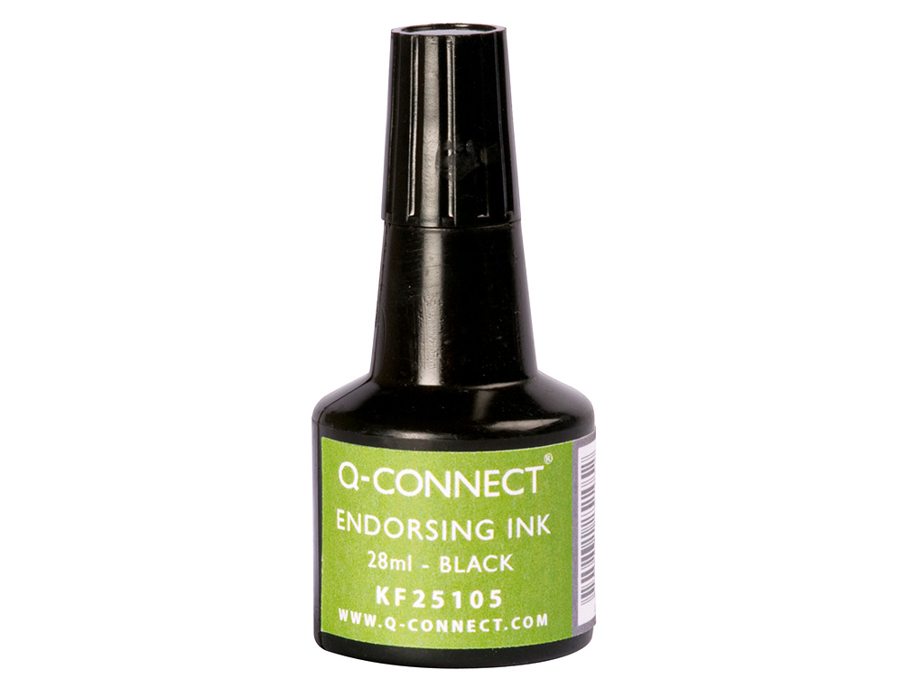 ENCRE À TAMPONS Q-CONNECT POUR FEUTRE OU MOUSSE COLORIS NOIR FLACON 28ML