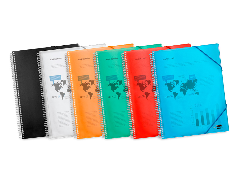 PROTÈGE-DOCUMENTS LIDERPAPEL POLYPROPYLÈNE COUVERTURE RIGIDE SPIRALE 30 POCHETTES FIXES A4 210X297MM COLORIS VERT