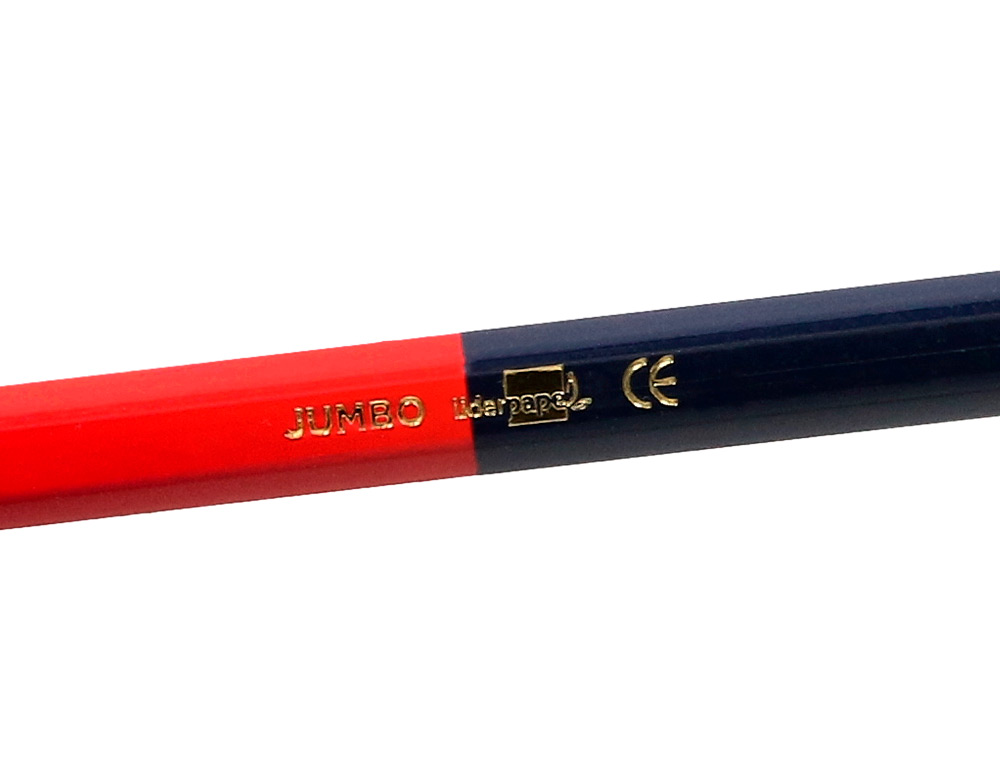 CRAYON GRAPHITE LIDERPAPEL BICOLORE BLEU/ROUGE MINE LARGE ULTRA-RÉSISTANTE BOIS GRANDE QUALITÉ