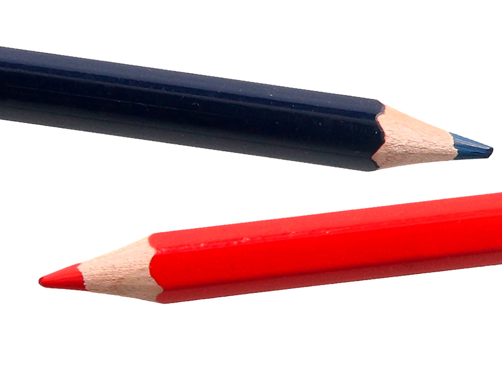 CRAYON GRAPHITE LIDERPAPEL BICOLORE BLEU/ROUGE MINE LARGE ULTRA-RÉSISTANTE BOIS GRANDE QUALITÉ