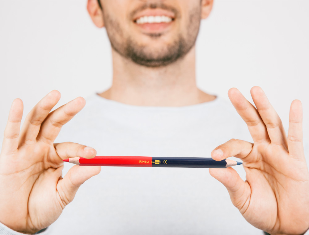 CRAYON GRAPHITE LIDERPAPEL BICOLORE BLEU/ROUGE MINE LARGE ULTRA-RÉSISTANTE BOIS GRANDE QUALITÉ