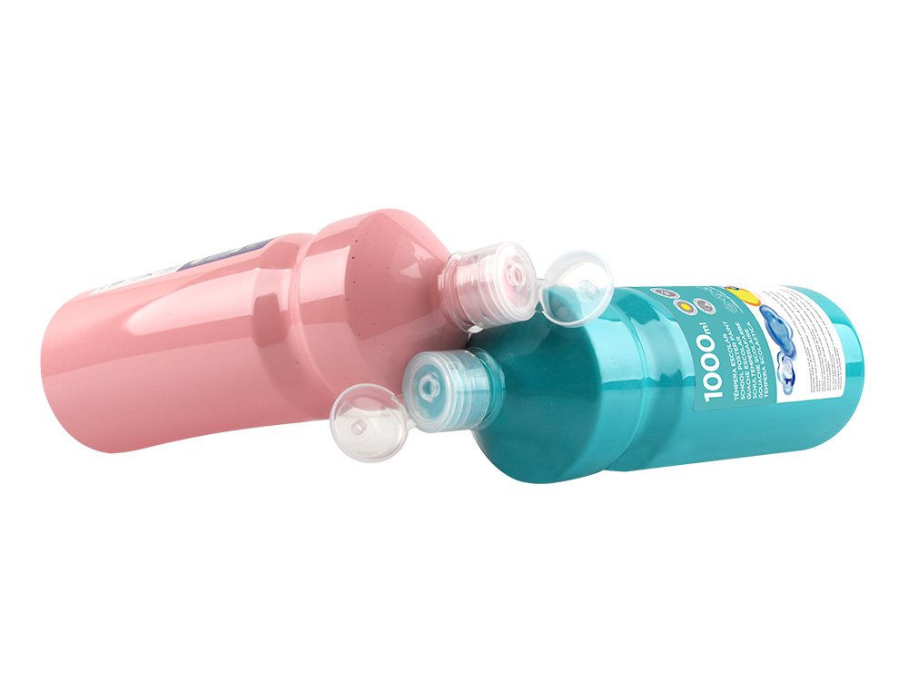GOUACHE SCOLAIRE LIDERPAPEL LIQUIDE LAVABLE FERMETURE SÉCURITÉ BRILLANTE COLORIS CHAIR FLACON 1000ML