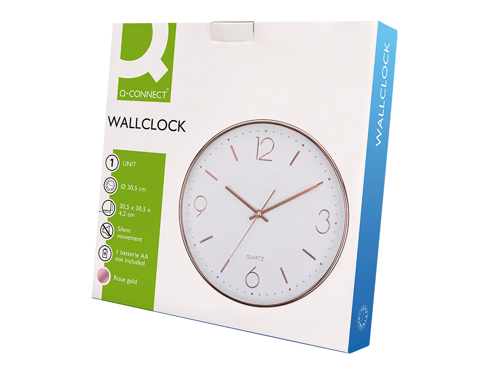 HORLOGE MURALE Q-CONNECT METALLIQUE MOUVEMENT SILENCIEUX DIAMETRE 35,5 CM COLORIS CHROME