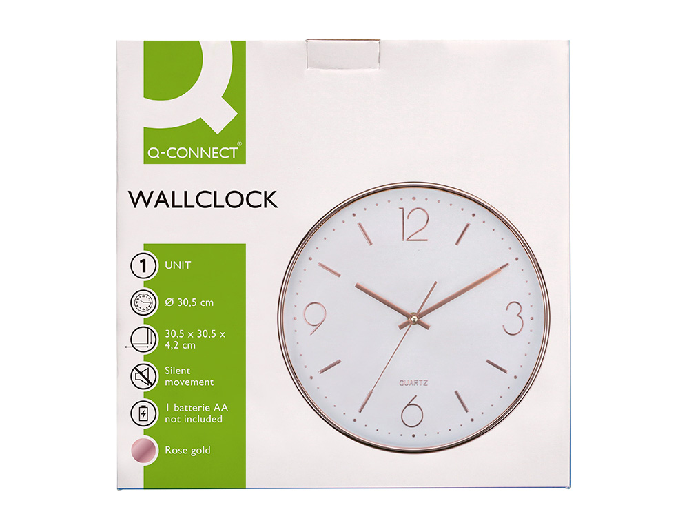HORLOGE MURALE Q-CONNECT METALLIQUE MOUVEMENT SILENCIEUX DIAMETRE 35,5 CM COLORIS CHROME