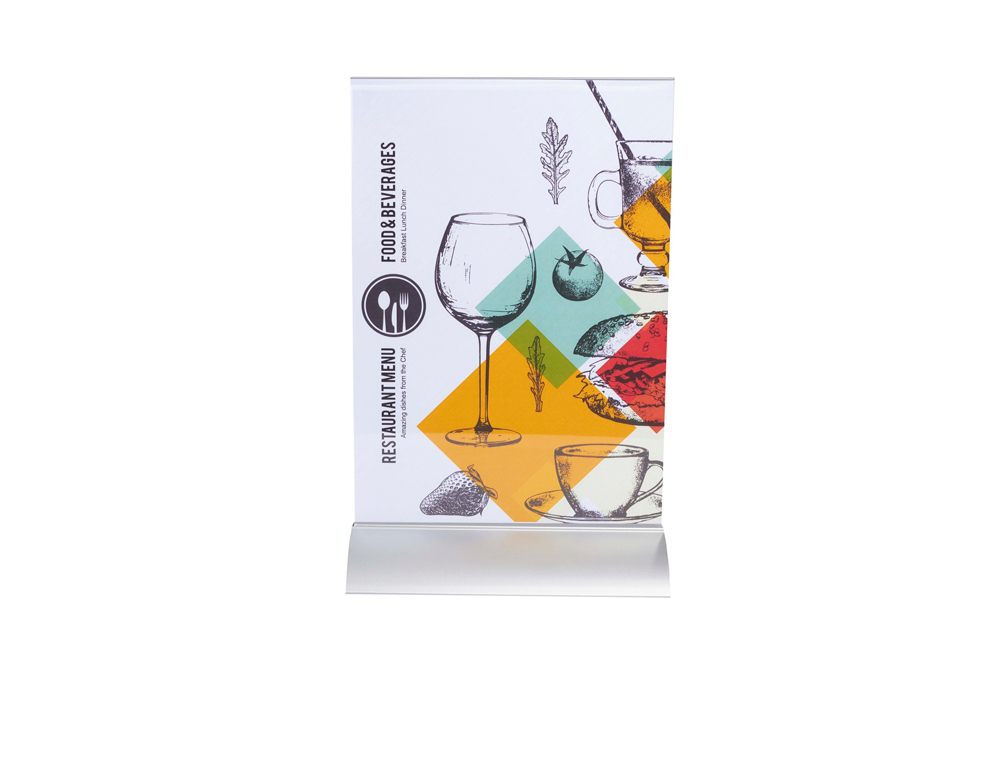 PORTE-VISUEL EXACOMPTA ACRYLIQUE VERTICAL A5 SOCLE ALUMINIUM COLORIS CRISTAL