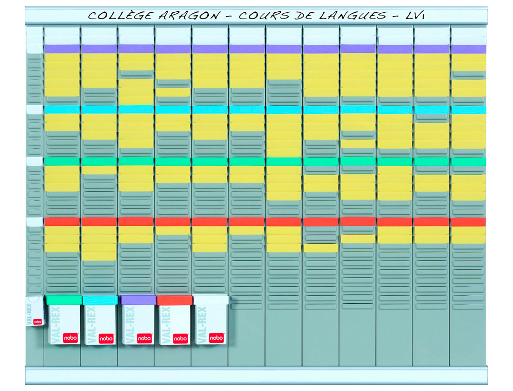 KIT PLANNING NOBO ANNUEL 12 COLONNES 12 BANDES 32 FENTES INDICE 2 1 BANDE 32 FENTES INDICE 1 LIVRÉ 600 FICHES 66X77CM