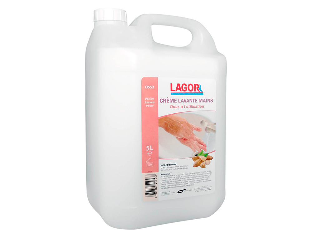 CRÈME LAVANTE COLDIS LAGOR MAINS DOUCES RICHE AGENTS HYDRATANTS SANS ABRASIFS SOLVANTS PÉTROLIERS PARFUM AMANDE BIDON 5L